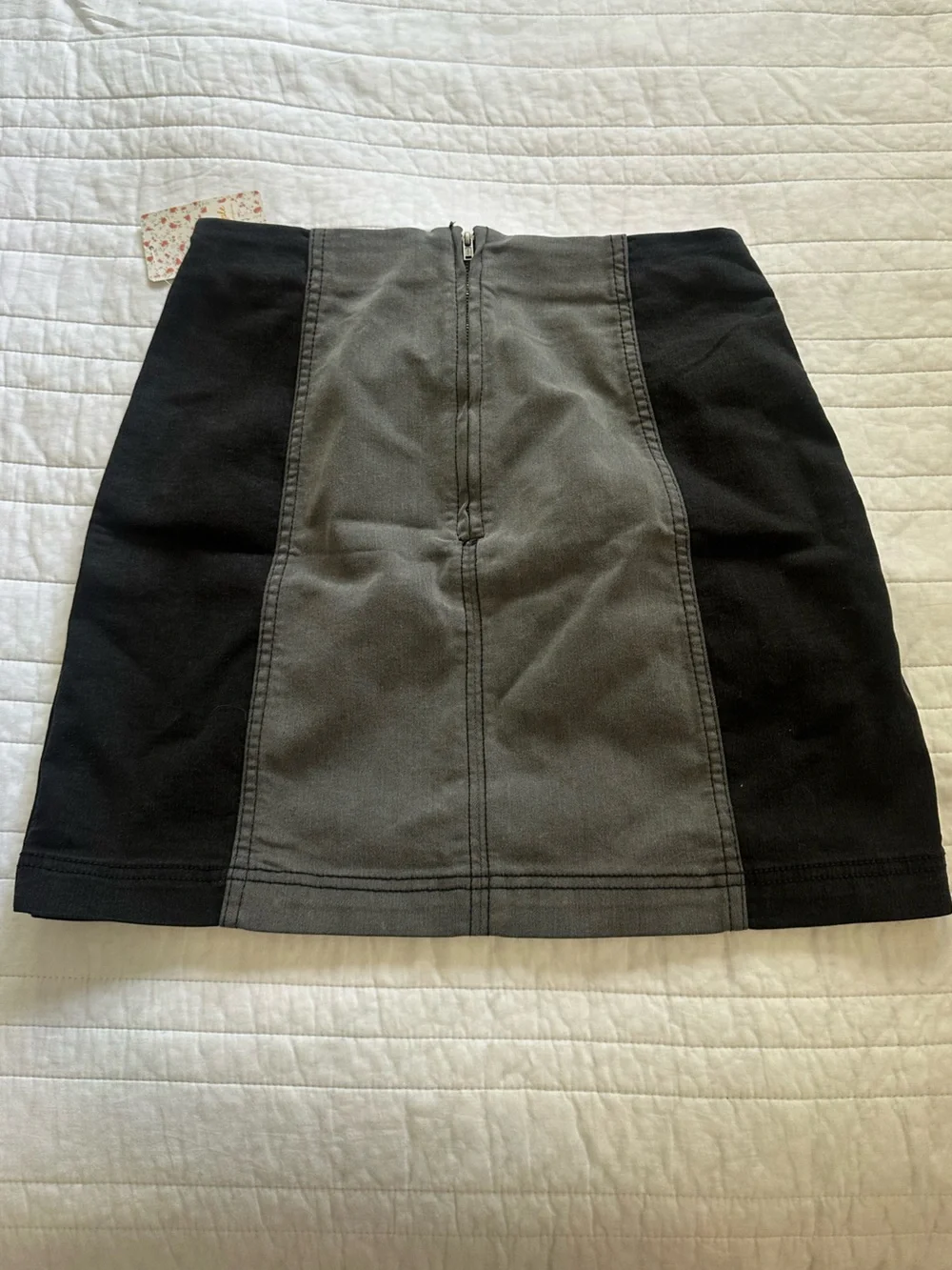 Free People Two-Tone Black and Gray Panel Mini Skirt